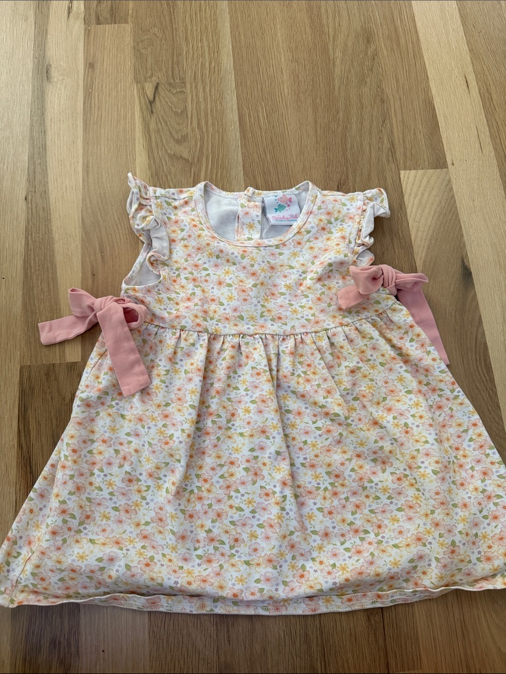 Girls Pink Floral Bow Tie Casual Dress - Tenderheart